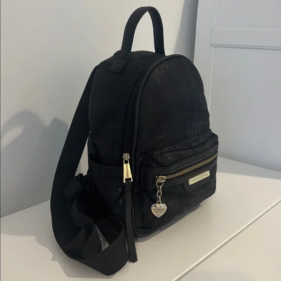 JUICY COUTURE Ransom Note mini backpack black adjustable straps zip pockets - Picture 5 of 17